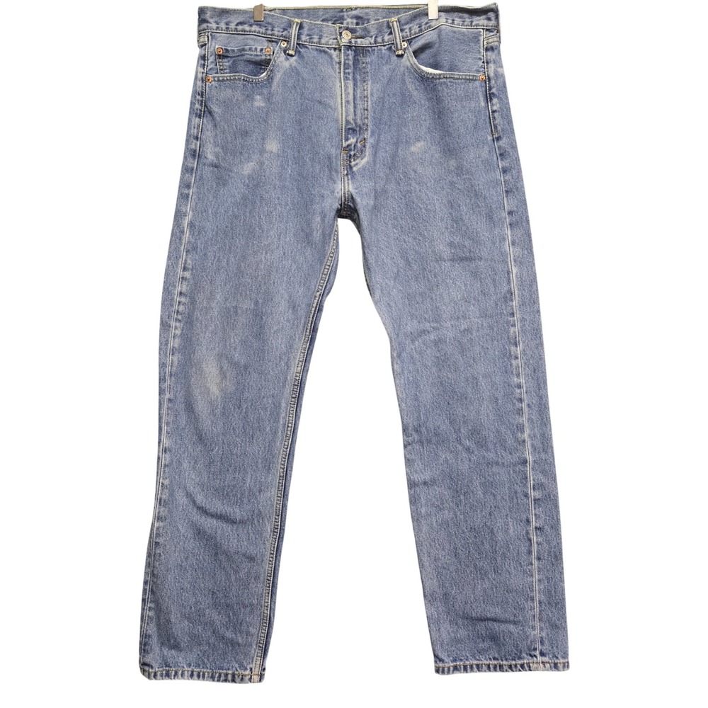 Levis 505 Mens Regular Fit Straight Leg Jeans Medium Wash Blue W40‎ L32 Cotton